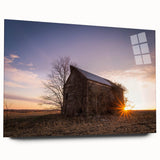 Large abstract depiction of Nebraska scenery on acrylic glass, featuring earthy tones, ideal for bedroom or dining room art.