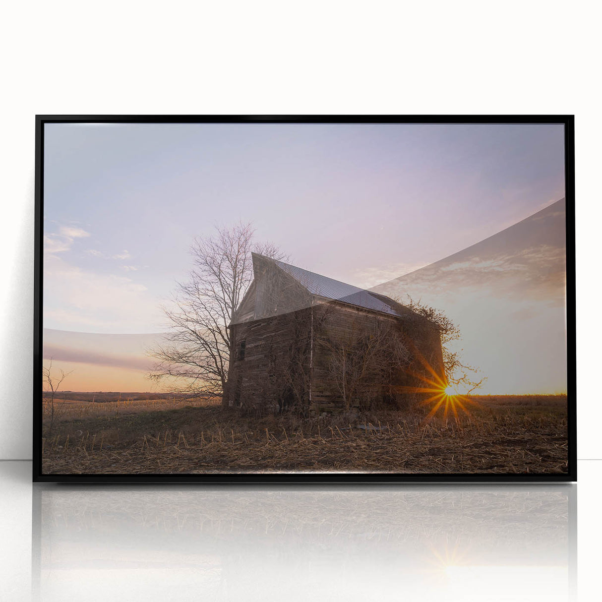 Large abstract wall art depicting a Nebraska landscape in muted earth tones on a framed acrylic.