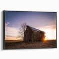 Black and white framed canvas of a Nebraska landscape, featuring vintage poster art style, ideal for bedroom wall decor.