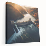 Side view of Hoover Dam in muted earth tones on a large stretched canvas, suitable for kitchen wall art.