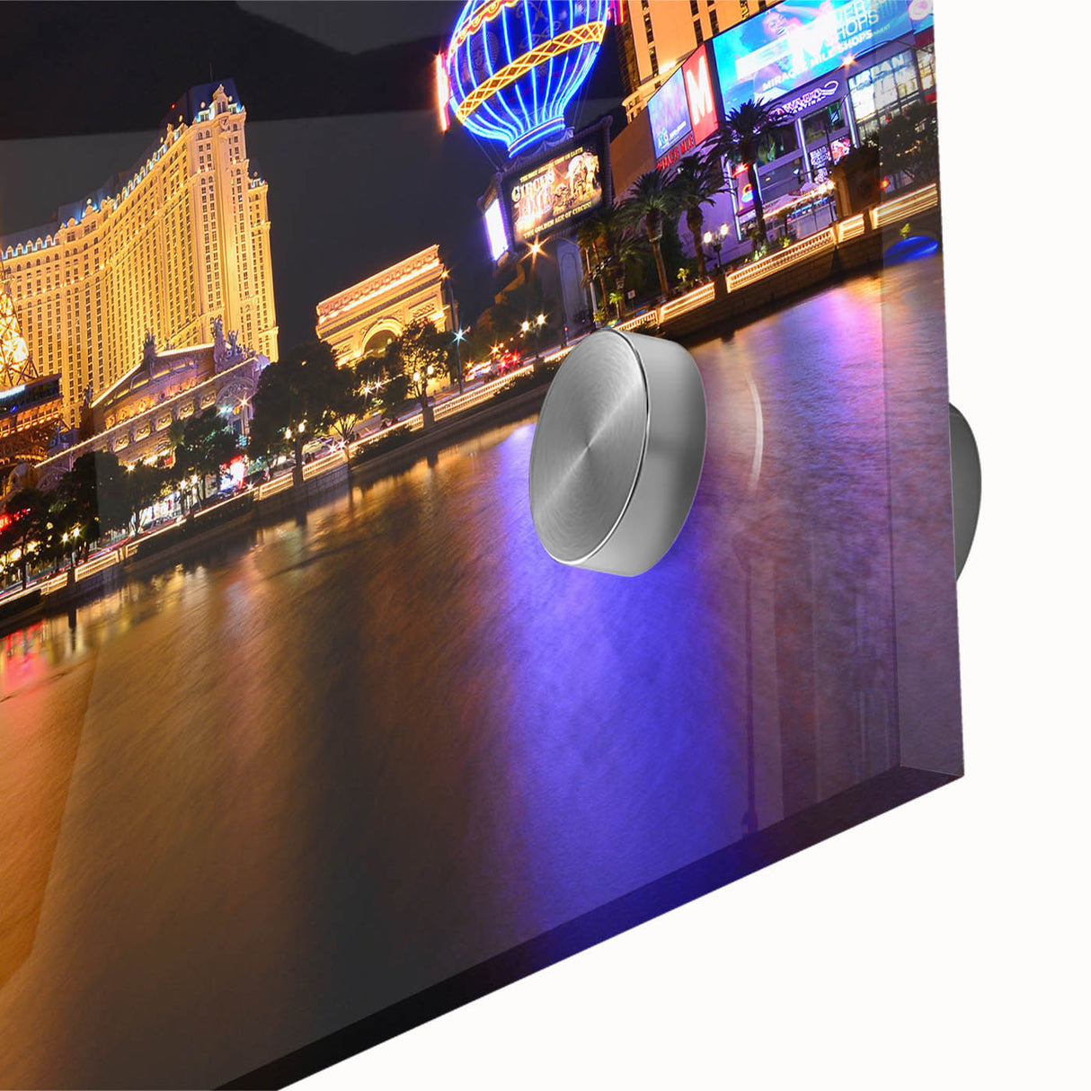Large abstract depiction of Las Vegas in muted earth tones on acrylic glass, ideal for dining room art.