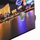 Large abstract depiction of Las Vegas in muted earth tones on acrylic glass, ideal for dining room art.