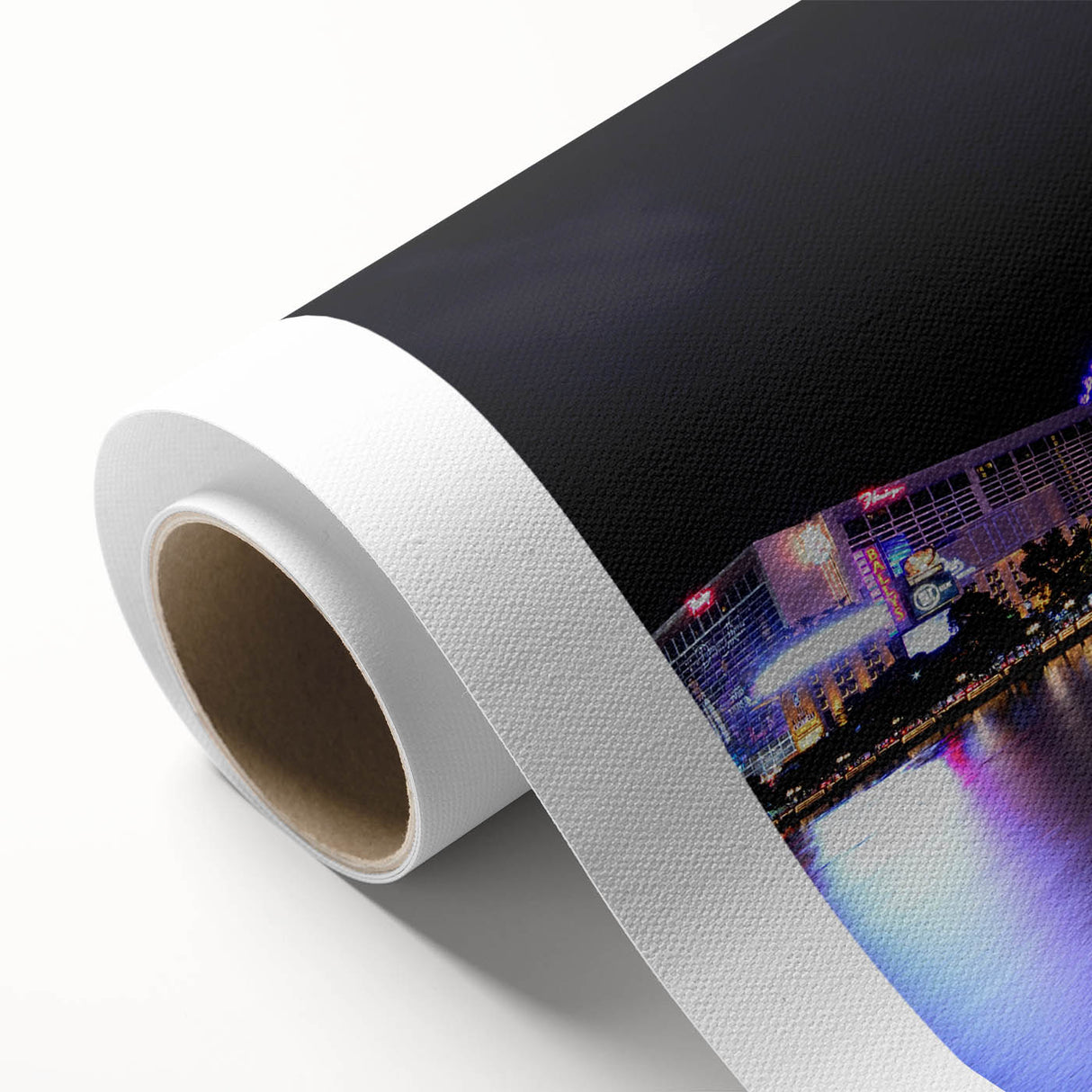 Art Deco style poster of Las Vegas skyline in pastel colors on rolled canvas, suitable as nursery wall art.