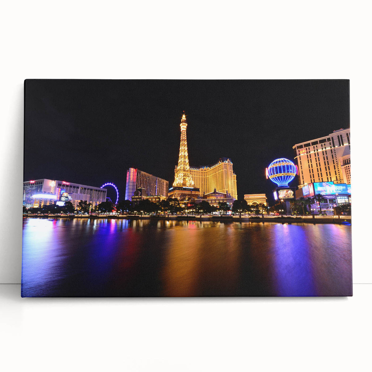 Black and white canvas print of the Las Vegas skyline, suited for kitchen wall art or bedroom ambiance.