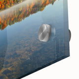 Large abstract wall art depicting a New Hampshire scenery in muted earth tones on acrylic glass.