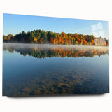 Large abstract wall art of New Hampshire scenery in muted earth tones on acrylic glass.