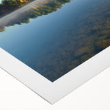 Art deco poster of New Hampshire scenery in muted earth tones on rolled canvas, suitable for dining room wall art.