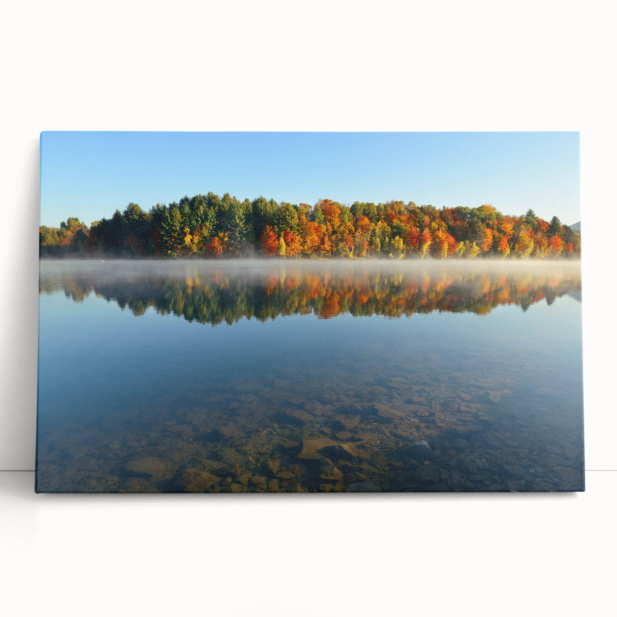 Black and white photograph of New Hampshire scenery on stretched canvas.