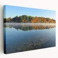 Large stretched canvas depicting a serene New Hampshire landscape in muted earth tones, ideal for kitchen wall art.