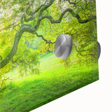 Acrylic print of a large abstract depiction of New Jersey scenery in mid-century modernist style, ideal for dining room art.