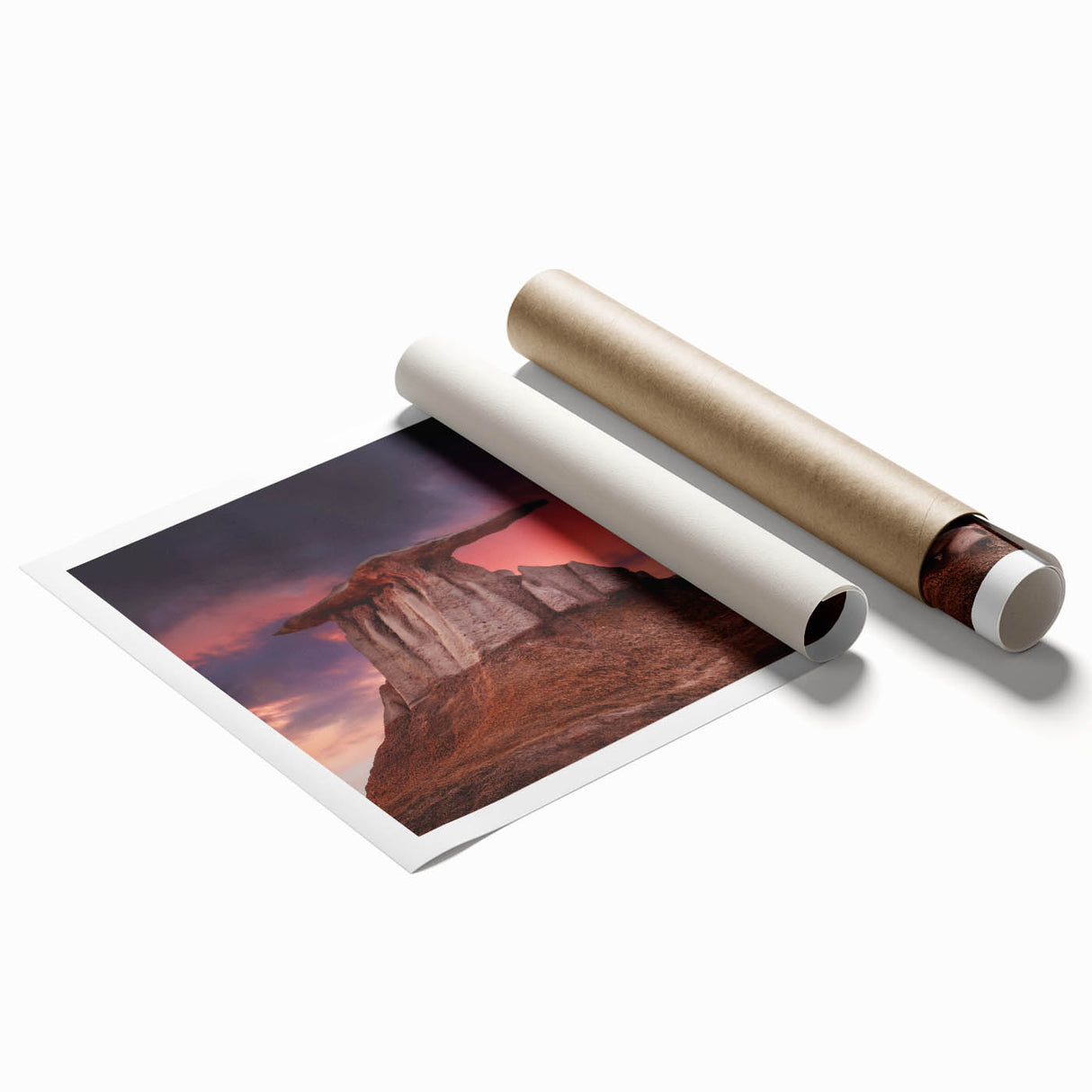 Extra large rolled print featuring a serene New Mexico landscape in muted earth tones, ideal for classy bathroom wall art.