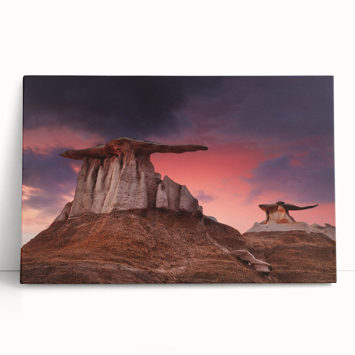 Black and white large art print of New Mexico scenery on stretched canvas, ideal for kitchen wall art.