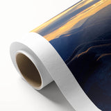 Art deco poster of Blue Ridge Mountains in muted blue and green tones on rolled canvas, ideal for nursery wall art.