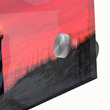 Large abstract depiction of Cape Hatteras in muted blue and green tones on acrylic glass, ideal for dining room art.