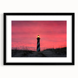 Extra large abstract art print of Cape Hatteras with textured, colorful art in a black frame, ideal for living room decor.