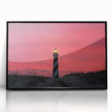 Large abstract wall art depicting Cape Hatteras, USA, in muted gray and blue tones on a black framed acrylic.