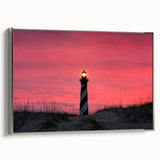Framed canvas of Cape Hatteras landscape art painting featuring muted blues and greens, ideal for coastal-themed decor.