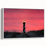 Vintage poster art of Cape Hatteras with colorful palette on extra large framed canvas, ideal for living room decor.