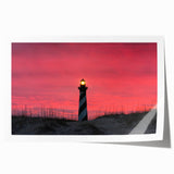 Rolled print of Cape Hatteras with soft blue and beige tones, ideal for art wall dining room placement.