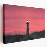 Side view of a stretched canvas depicting Cape Hatteras, North Carolina, in muted earth tones, ideal for kitchen wall art.
