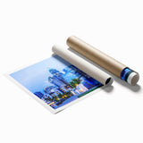 Extra large rolled print of Charlotte, North Carolina skyline in muted gray tones, ideal for classy bathroom wall art.