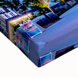 Black and white large art canvas of the Charlotte skyline, ideal for bedroom wall decor.