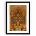 Extra large abstract art print featuring colorful, textured scenery of Durham, North Carolina in a black frame.