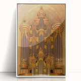 Art Deco poster of Durham, North Carolina skyline in muted colors on framed acrylic, ideal for modern nursery wall art.