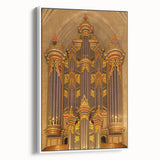 Vintage poster art of Durham, North Carolina on framed canvas, featuring colorful artwork against a black background.