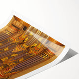 Extra large rolled print featuring line art flowers in muted tones, ideal for large living room wall decor.