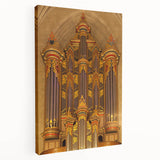 Large art depicting the Durham, North Carolina skyline in muted gray and blue tones on stretched canvas.