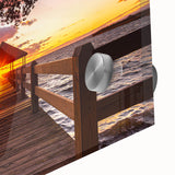 Large abstract wall art of the Outer Banks in muted oceanic tones on acrylic glass, ideal for dining room art.