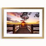 Extra large abstract art print of North Carolina Outer Banks in gold frame, ideal for living room decor.