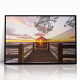 Large abstract wall art depicting the Outer Banks with muted earth tones on a framed acrylic.