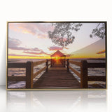 Framed acrylic print of Outer Banks, North Carolina scenery in muted earth tones, ideal for modern art wall decor.