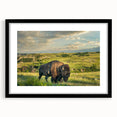 Extra large framed print of abstract North Dakota scenery in colorful textured tones, ideal for living room decor.