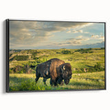 Black and white framed canvas of a North Dakota landscape, ideal for bedroom wall decor.