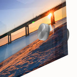 Large abstract wall art of Long Island scenery in muted earth tones on acrylic glass, suitable for dining room ambiance.