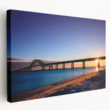 Large art print of Long Island scenery in muted blue and green tones on stretched canvas, suitable for kitchen wall art.