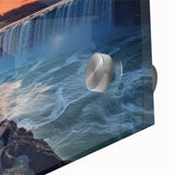 Acrylic print of the Niagara Falls in muted blue and gray tones.