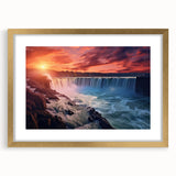 Extra large abstract art print of Niagara Falls in textured style, featuring muted blue and gray tones on a framed canvas.