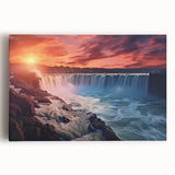 Black and white photograph of Niagara Falls on stretched canvas, ideal for kitchen wall art.