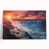 Black and white photo of Niagara Falls on stretched canvas, ideal for kitchen wall art or bedroom ambiance.