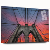 Acrylic print of the Brooklyn Bridge in grayscale, ideal for bedroom or dining room art.