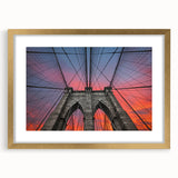 Extra large wall art featuring an abstract depiction of the Brooklyn Bridge in textured gray and gold tones.