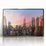 Framed acrylic print of the Chrysler Building in gold and black, ideal for modern art wall decor.