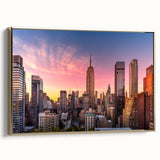 Black and white framed canvas of the Chrysler Building in a side view, ideal for bedroom wall art.