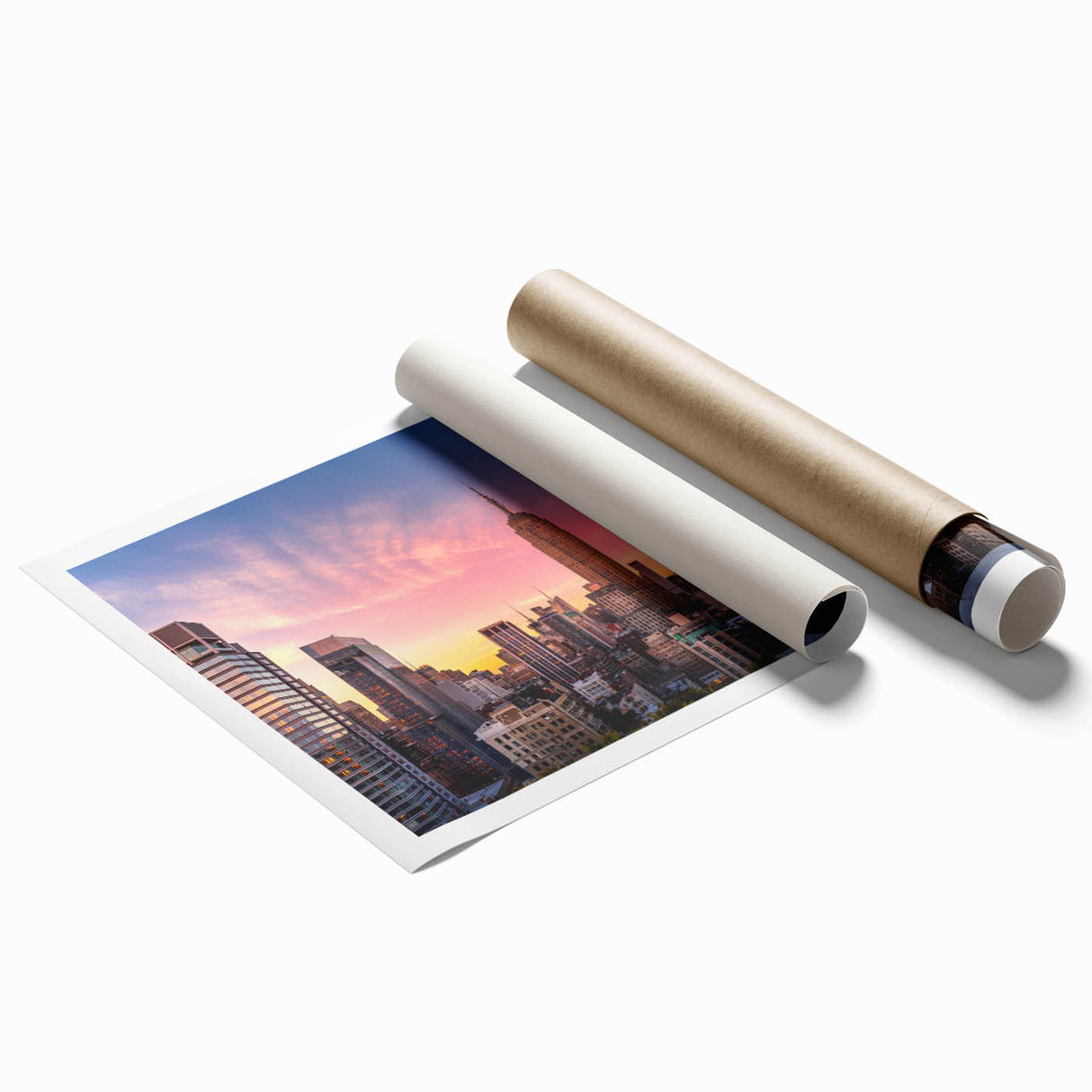 Extra large rolled print of the Chrysler Building in muted gray tones, ideal for classy bathroom wall art.