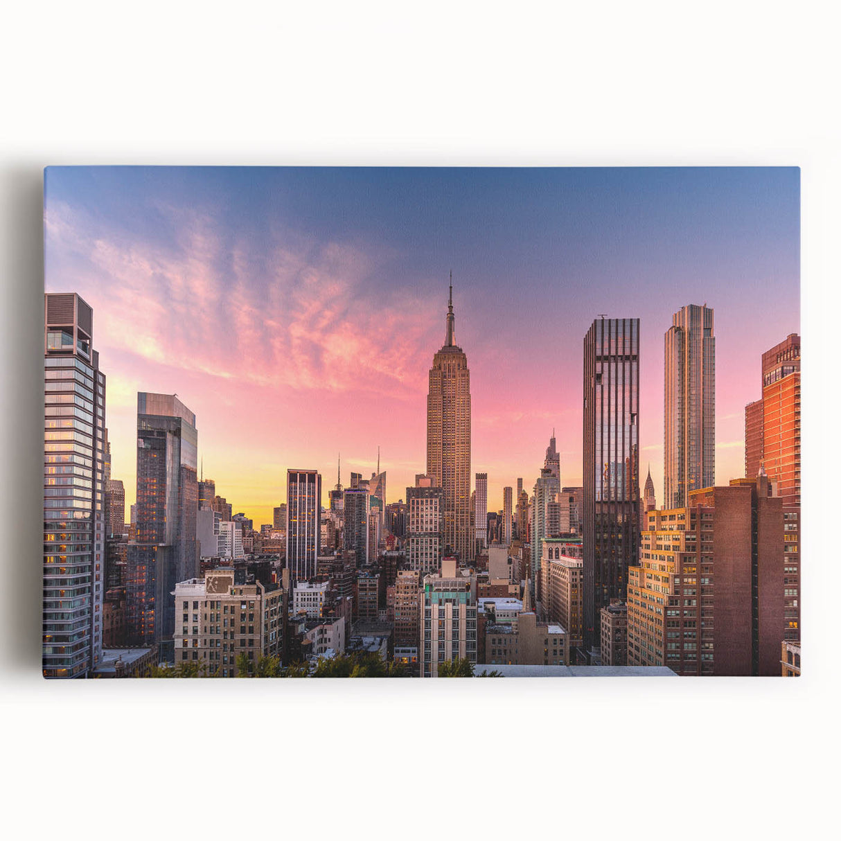 Black and white large art print of the Chrysler Building on stretched canvas, ideal for kitchen wall art.