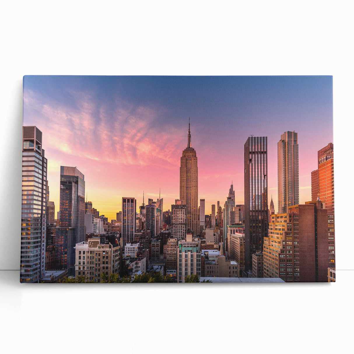 Black and white photo of the Chrysler Building on stretched canvas, ideal for kitchen wall art.
